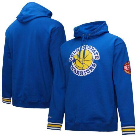 Golden State Warriors Mitchell & Ness Chainstitch Applique Vintage Heavyweight Pullover Hoodie - - Front View