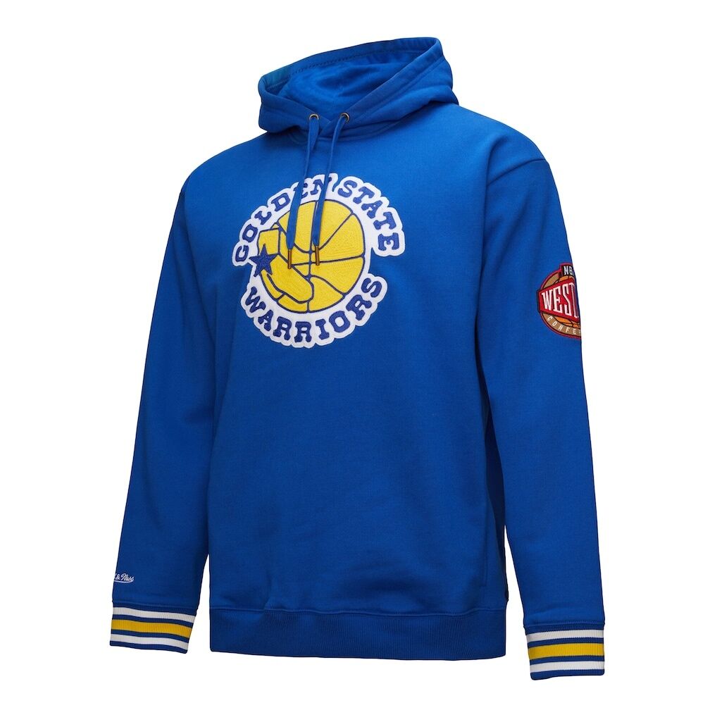 Golden State Warriors Mitchell & Ness Chainstitch Applique Vintage Heavyweight Pullover Hoodie – Royal