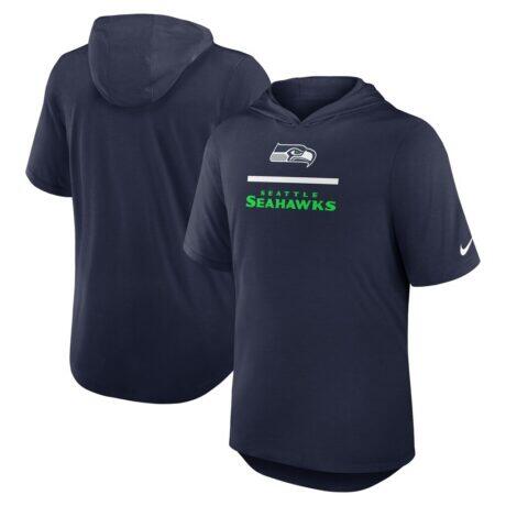 Seattle Seahawks Nike Lockup Tri-Blend Hoodie T-Shirt - - Front View