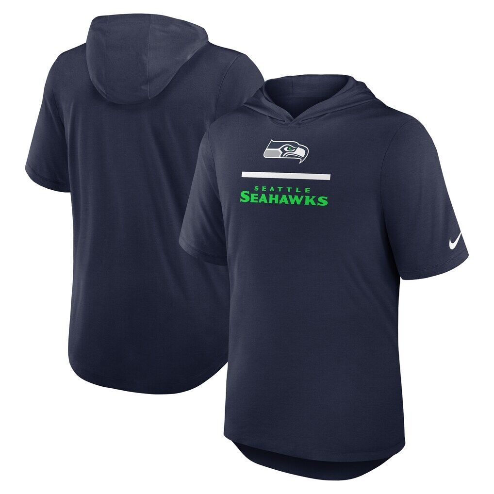 Seattle Seahawks Nike Lockup Tri-Blend Hoodie T-Shirt – College Navy