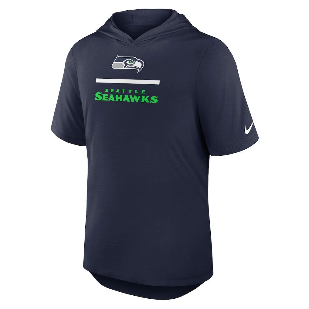 Seattle Seahawks Nike Lockup Tri-Blend Hoodie T-Shirt – College Navy