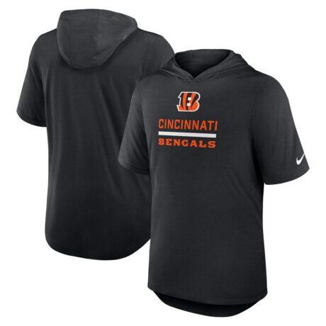 Cincinnati Bengals Nike Lockup Tri-Blend Hoodie T-Shirt - Black - Front View