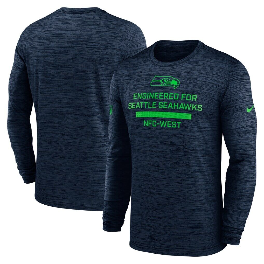 Seattle Seahawks Nike Sideline Velocity Performance Long Sleeve T-Shirt - College Navy