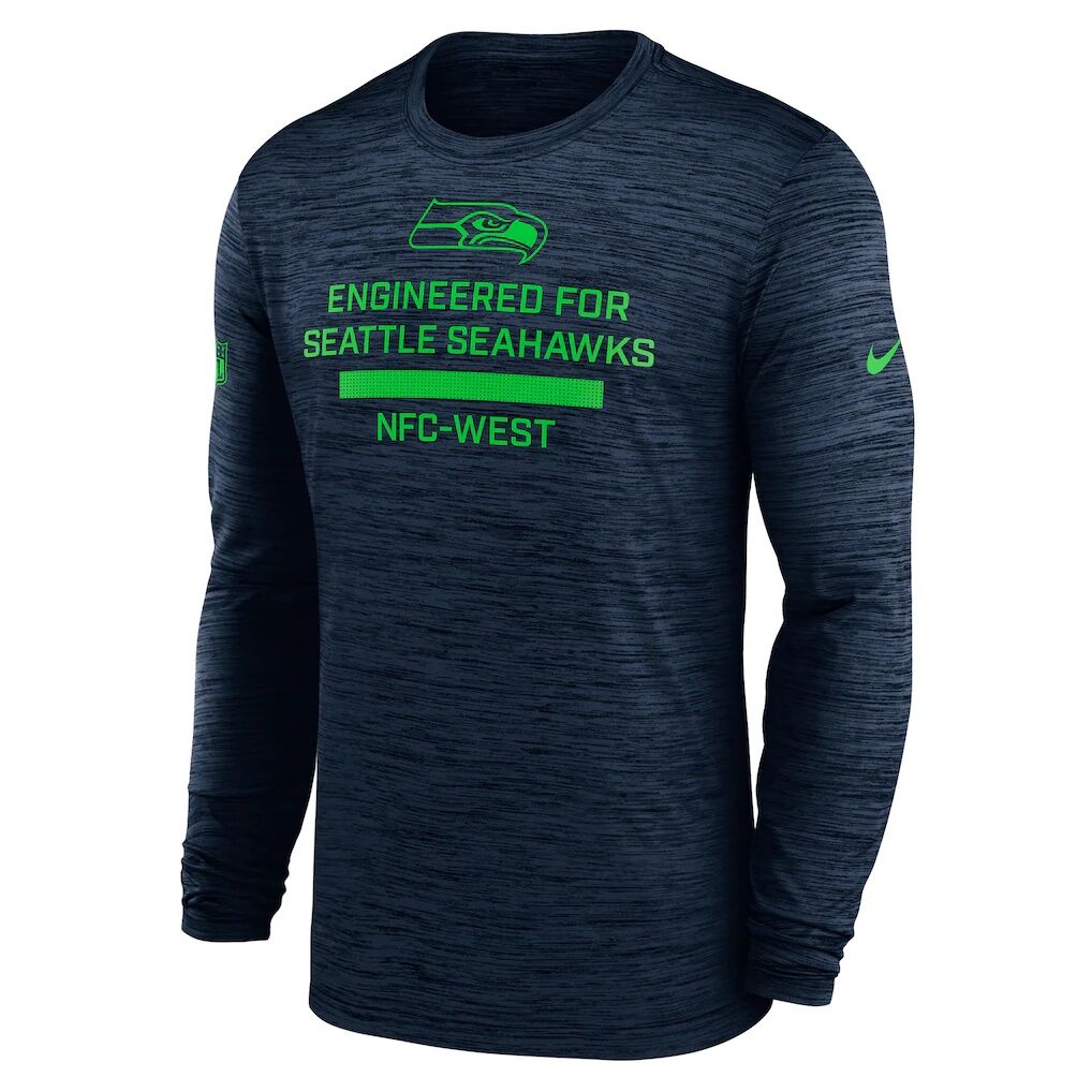 Seattle Seahawks Nike Sideline Velocity Performance Long Sleeve T-Shirt - College Navy