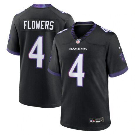 Zay Flowers Baltimore Ravens Nike Alternate Game Jersey - Black - Front View