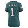 Jalen Hurts Philadelphia Eagles Nike Women's Team Game Jersey - Midnight Green - Detail View