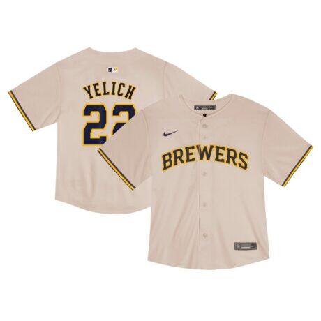 Christian Yelich Milwaukee Brewers Nike Toddler Home Game Jersey - Cream - Front View