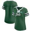 New York Jets Fashion7 Women's Original State Lace-Up T-Shirt - Green - Front View