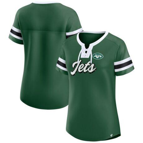 New York Jets Fashion7 Women's Original State Lace-Up T-Shirt - Green - Front View
