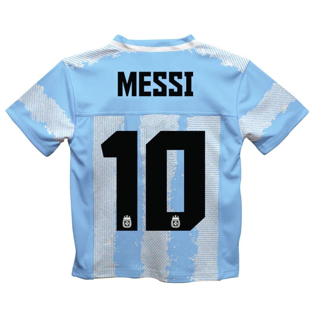 Lionel Messi Argentina National Team Vive La Fete Toddler Painted Stripes Football Jersey - Light Blue