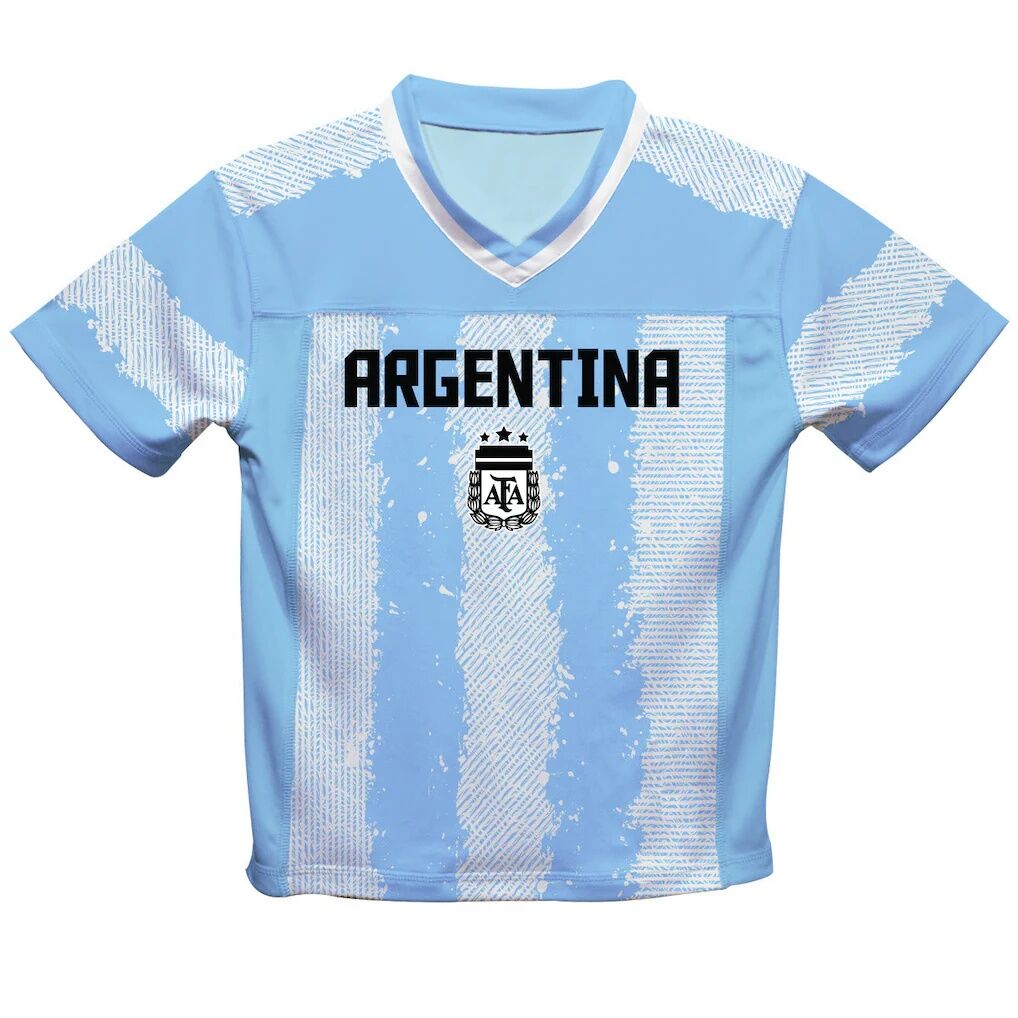 Lionel Messi Argentina National Team Vive La Fete Toddler Painted Stripes Football Jersey - Light Blue