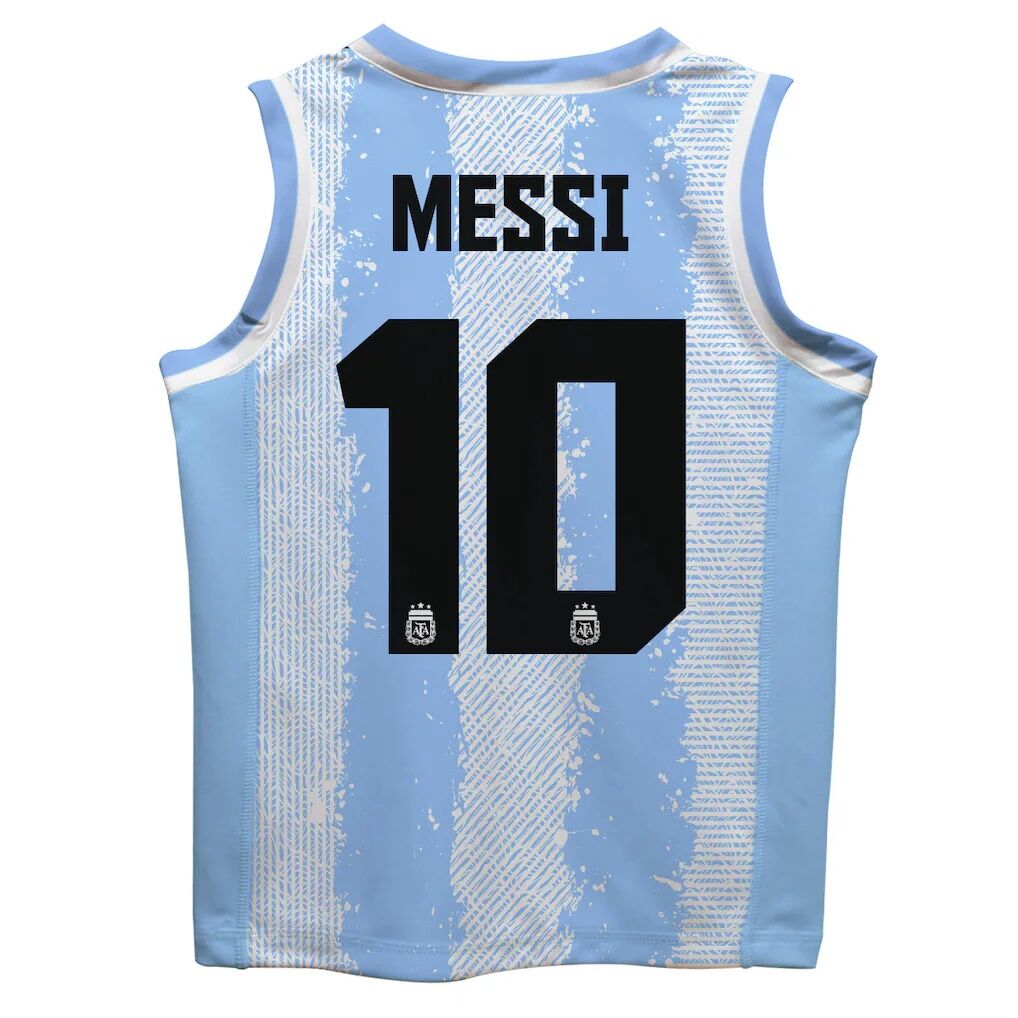 Lionel Messi Argentina National Team Vive La Fete Toddler Painted Stripes Basketball Jersey - Light Blue
