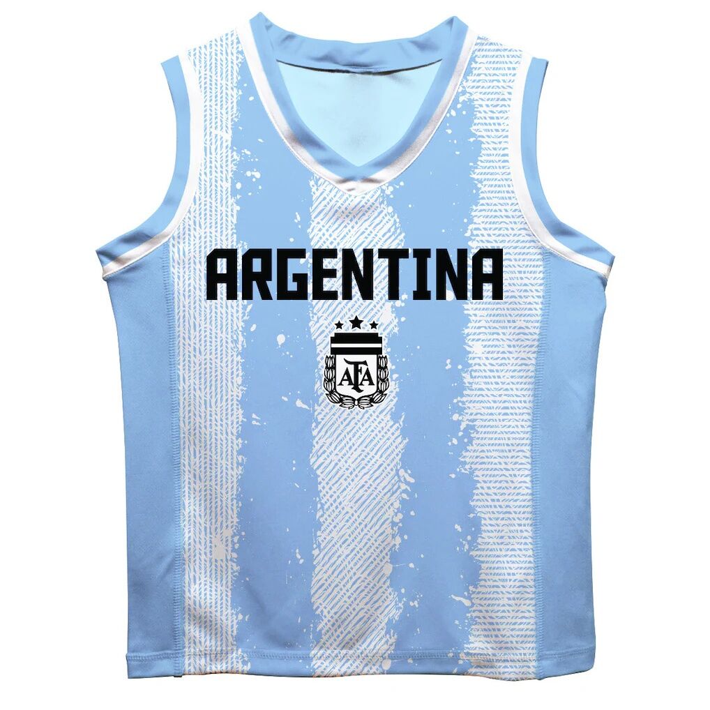 Lionel Messi Argentina National Team Vive La Fete Toddler Painted Stripes Basketball Jersey - Light Blue
