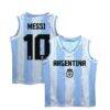 Lionel Messi Argentina National Team Vive La Fete Youth Painted Stripes Basketball Jersey - - Front View