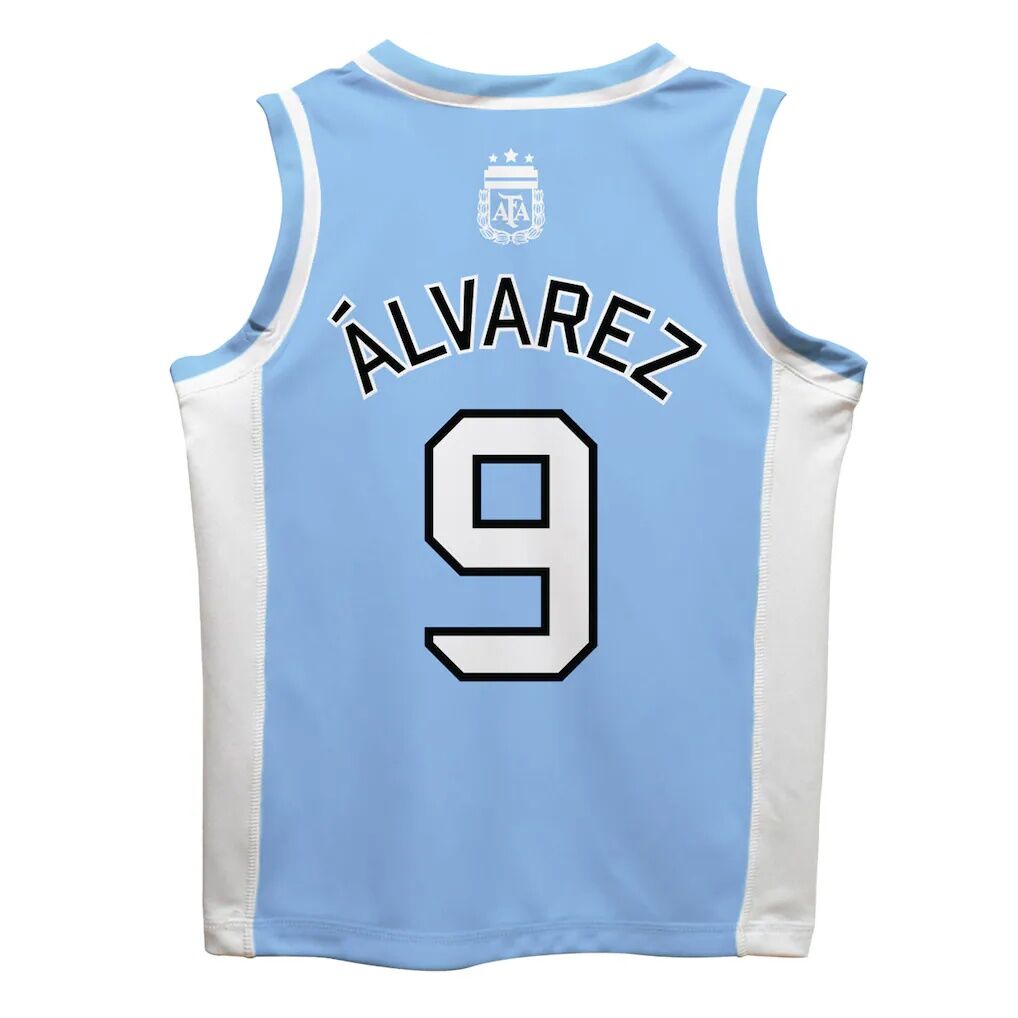 Julián Álvarez Argentina National Team Vive La Fete  Mesh Basketball Jersey - Light Blue