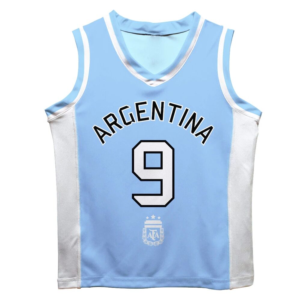 Julián Álvarez Argentina National Team Vive La Fete  Mesh Basketball Jersey - Light Blue