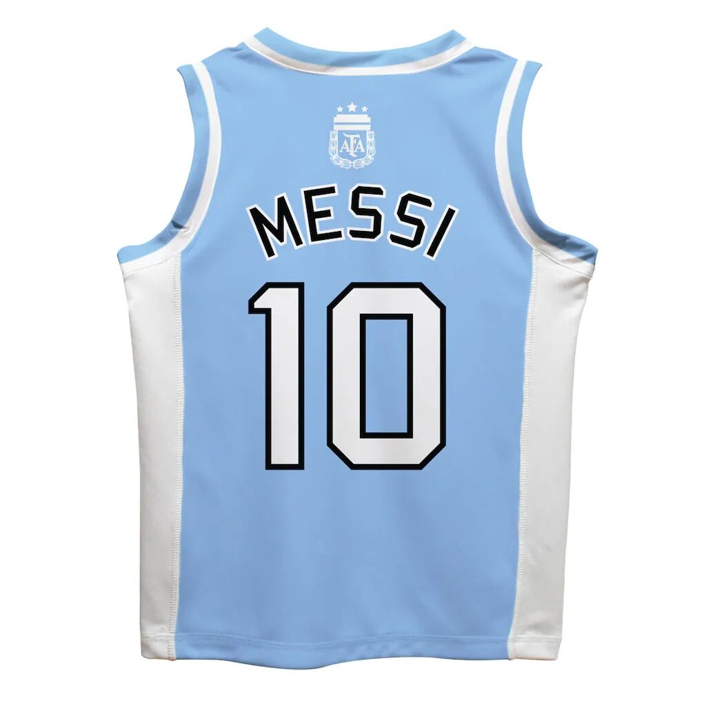 Lionel Messi Argentina National Team Vive La Fete  Mesh Basketball Jersey - Light Blue