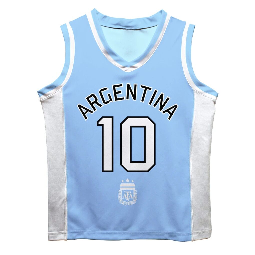 Lionel Messi Argentina National Team Vive La Fete  Mesh Basketball Jersey - Light Blue