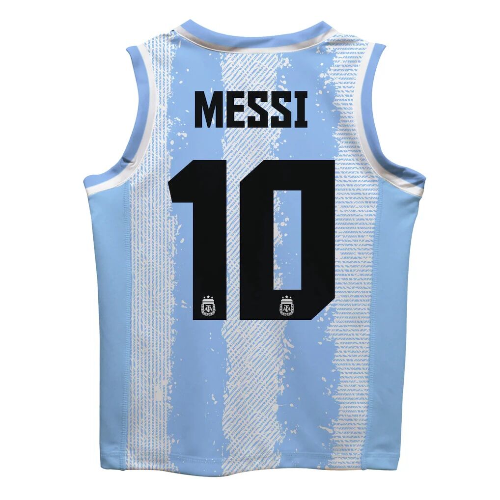 Lionel Messi Argentina National Team Vive La Fete  Mesh Basketball Jersey - Light Blue