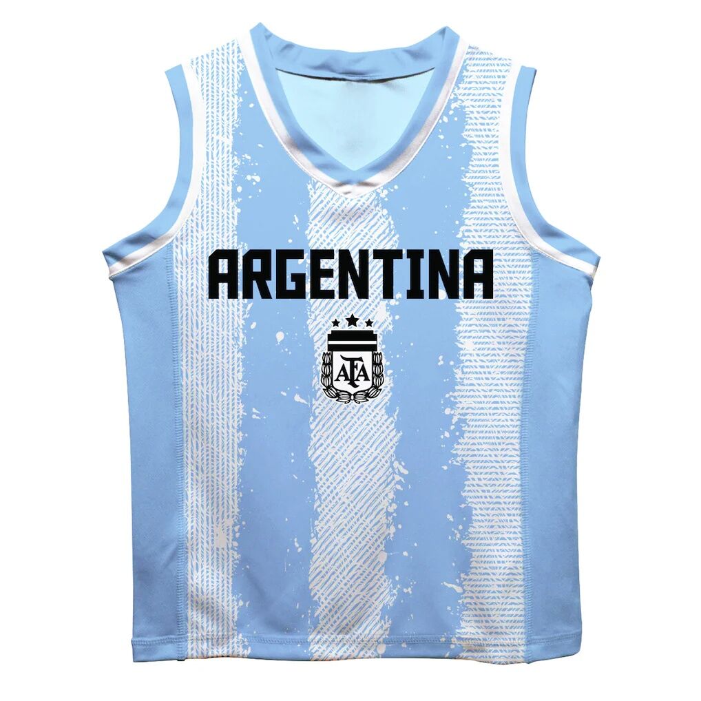 Lionel Messi Argentina National Team Vive La Fete  Mesh Basketball Jersey - Light Blue