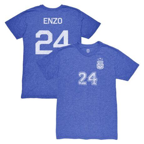 Enzo Fernández Argentina National Team 1863FC Player Vintage Tri-Blend T-Shirt - Blue - Front View