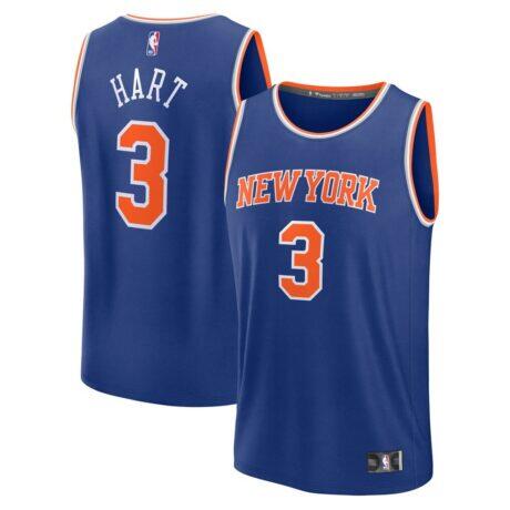 Josh Hart New York Knicks Fashion7 Youth Fast Break Replica Player Jersey - Blue - - Front View