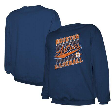 Houston Astros Stitches Lightweight Crew Sweatshirt - Navy - Front View