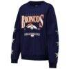 Denver Broncos Gameday Couture Women's Rhinestone Star Sleeve Settle the Score Oversized Tri-Blend Pullover - Navy - Side View