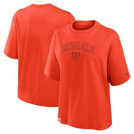 Cincinnati Bengals Nike Women's Glory Arch Boxy T-Shirt - Orange - Front View