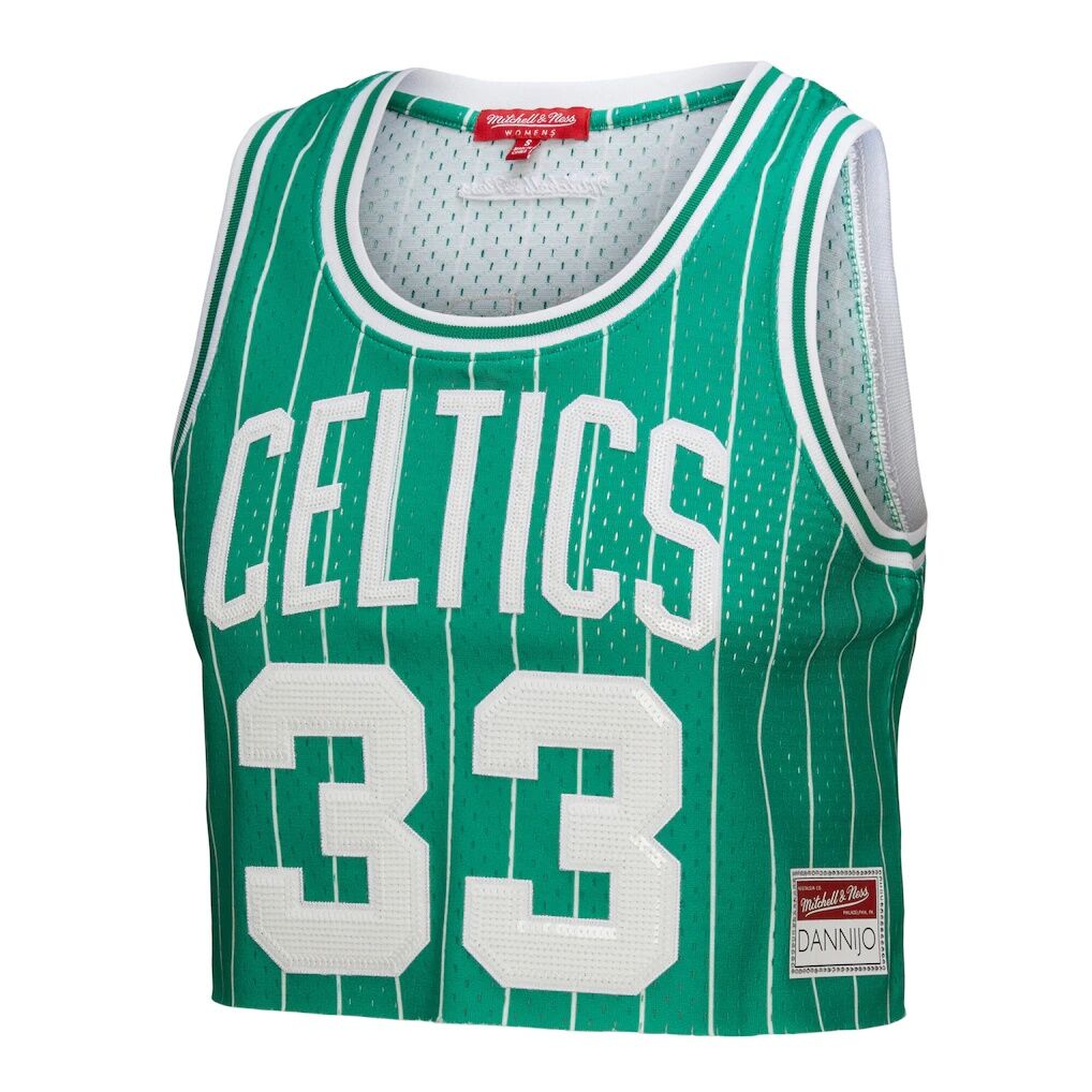 Larry Bird Boston Celtics Mitchell & Ness x DANNIJO Women’s Fashion Cropped Basketball Jersey – Kelly Green