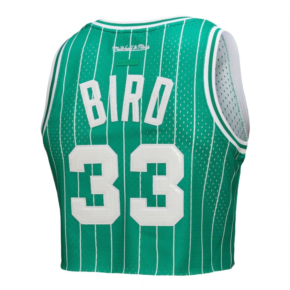 Larry Bird Boston Celtics Mitchell & Ness x DANNIJO Women’s Fashion Cropped Basketball Jersey – Kelly Green