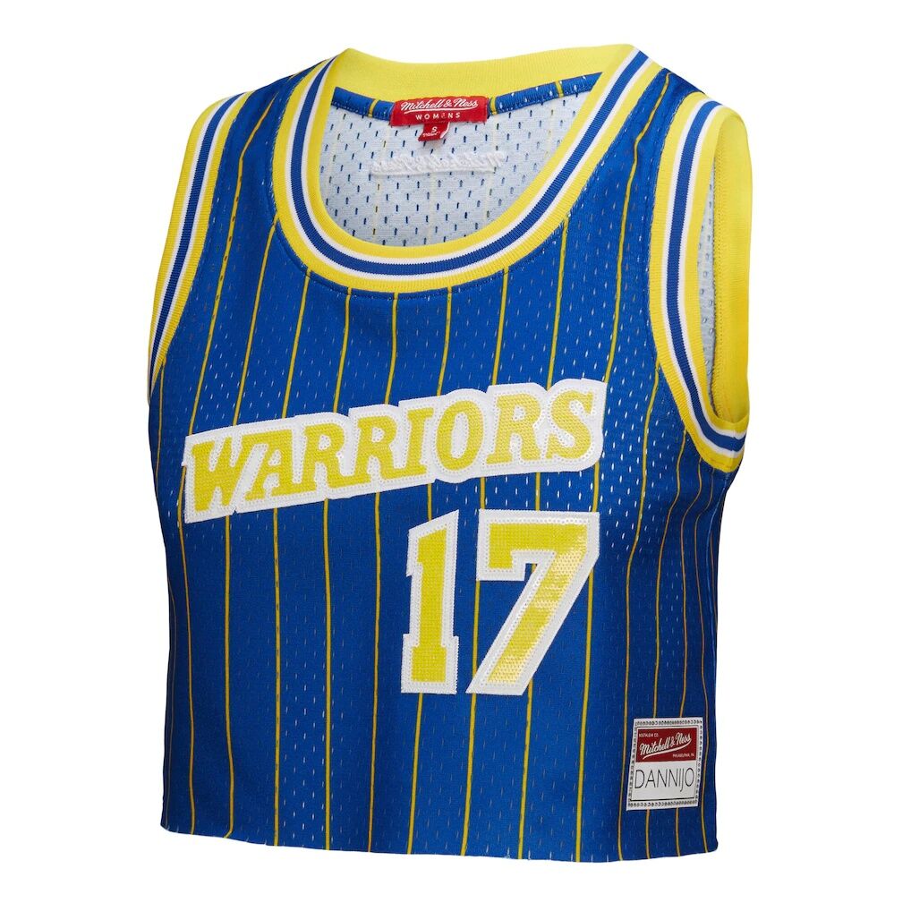 Chris Mullin Golden State Warriors Mitchell & Ness x DANNIJO Women’s Fashion Cropped Basketball Jersey – Royal