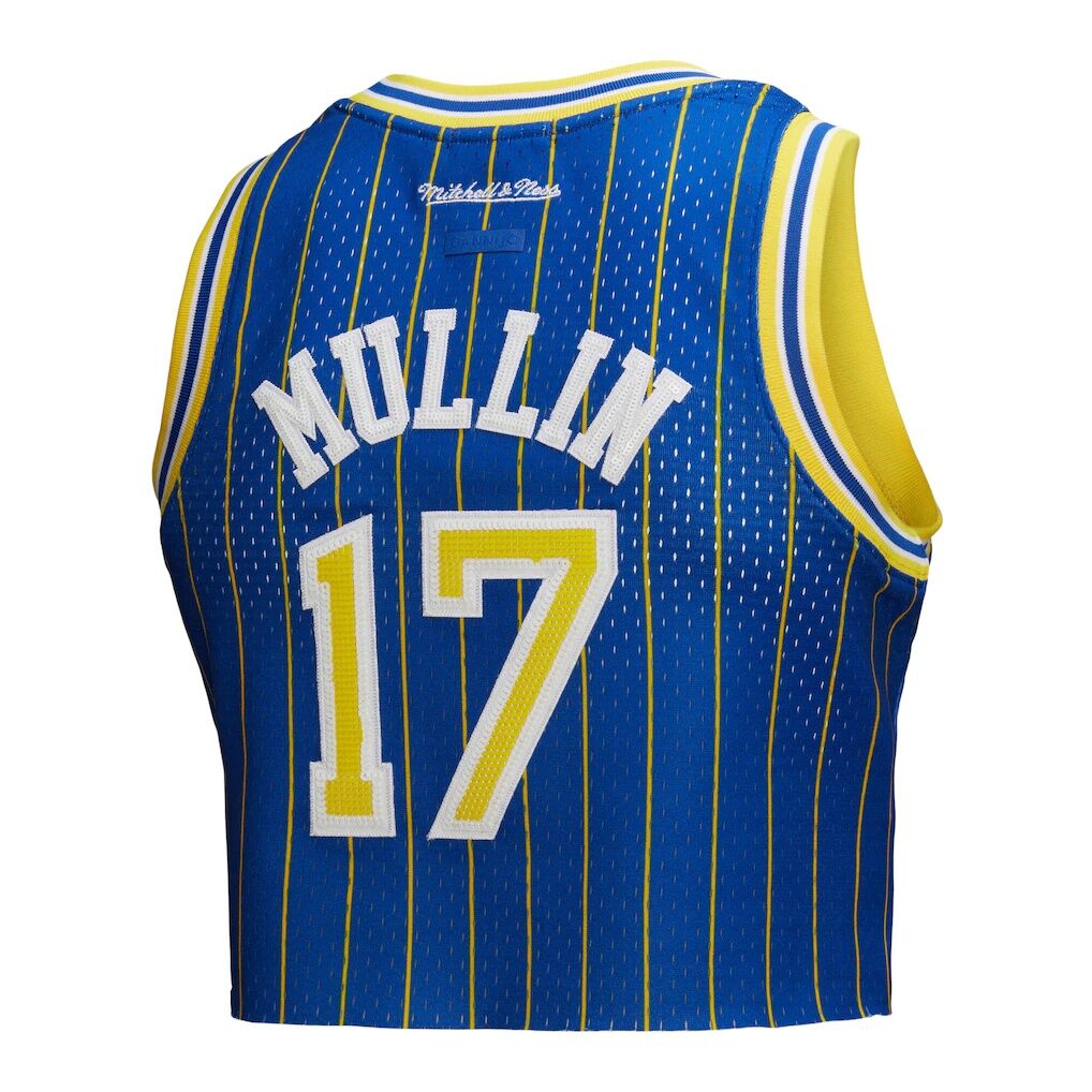 Chris Mullin Golden State Warriors Mitchell & Ness x DANNIJO Women's Fashion Cropped Basketball Jersey - Royal