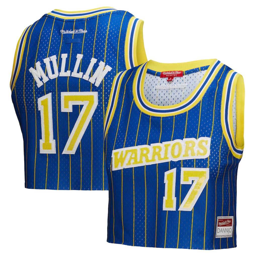 Chris Mullin Golden State Warriors Mitchell & Ness x DANNIJO Women’s Fashion Cropped Basketball Jersey – Royal