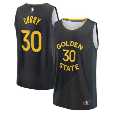 Stephen Curry Golden State Warriors Fashion7 Fast Break Replica Player Jersey - Black - Front View