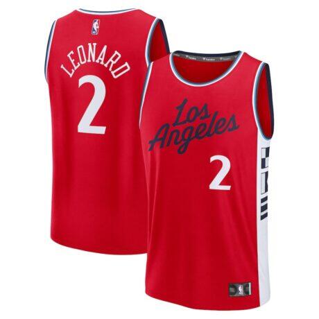 Kawhi Leonard LA Clippers Fashion7 Fast Break Replica Player Jersey - Red - Front View