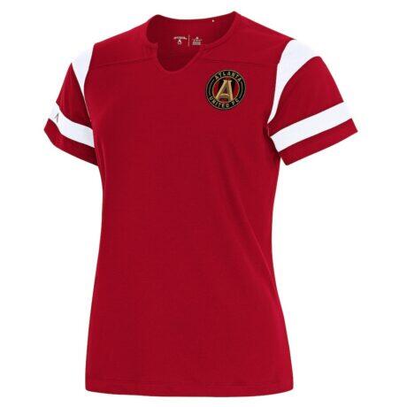 Atlanta United FC Antigua Women's Encounter Notch Neck T-Shirt - Red - Front View