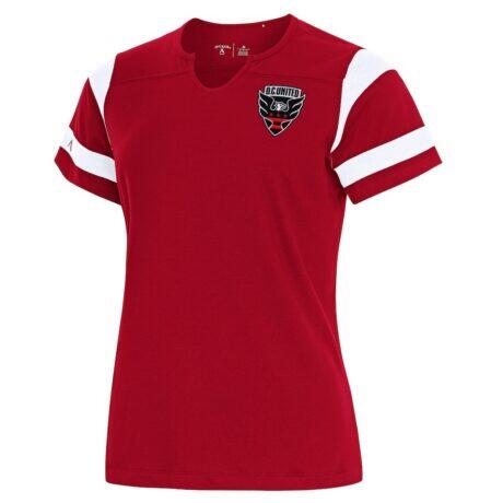 D.C. United Antigua Women's Encounter Notch Neck T-Shirt - Red - Front View