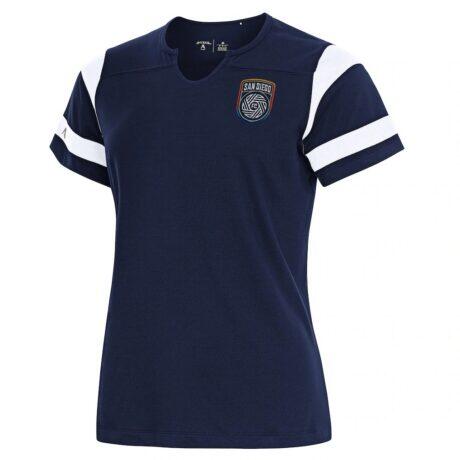 San Diego FC Antigua Women's Encounter Notch Neck T-Shirt - Navy - Front View