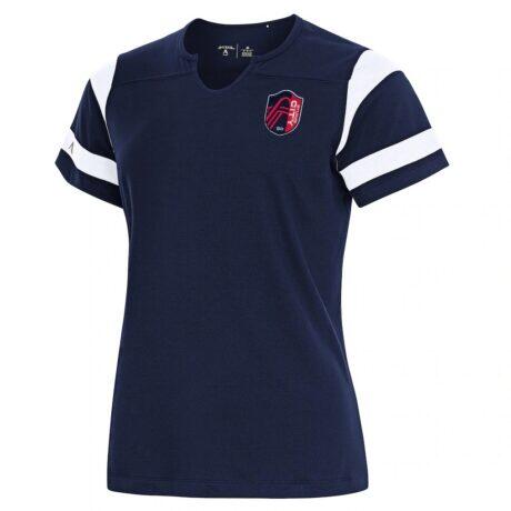 St. Louis City SC Antigua Women's Encounter Notch Neck T-Shirt - Navy - Front View