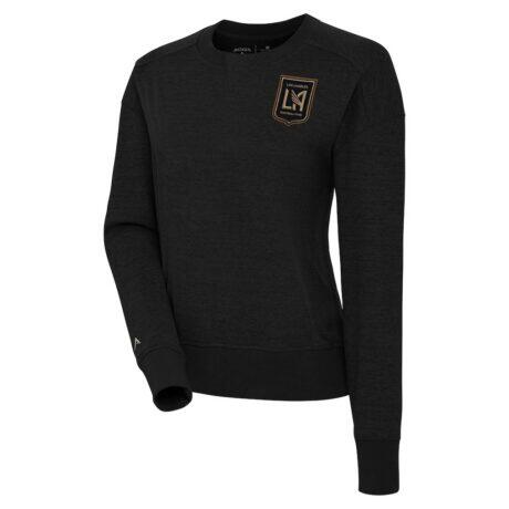 LAFC Antigua Women's Forward Fleece Pullover Sweatshirt - Black - Front View