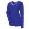 San Jose Earthquakes Antigua Women's Symbolic V-Neck Long Sleeve T-Shirt - Blue - Front View