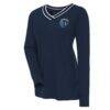 Sporting Kansas City Antigua Women's Symbolic V-Neck Long Sleeve T-Shirt - Navy - Front View