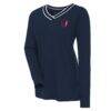 St. Louis City SC Antigua Women's Symbolic V-Neck Long Sleeve T-Shirt - Navy - Front View