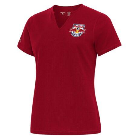 New York Red Bulls Antigua Women's Traveler Notch Neck T-Shirt - Red - Front View