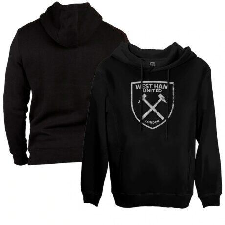 West Ham United 1863FC Color Badge Fleece Pullover Hoodie - Black - Front View