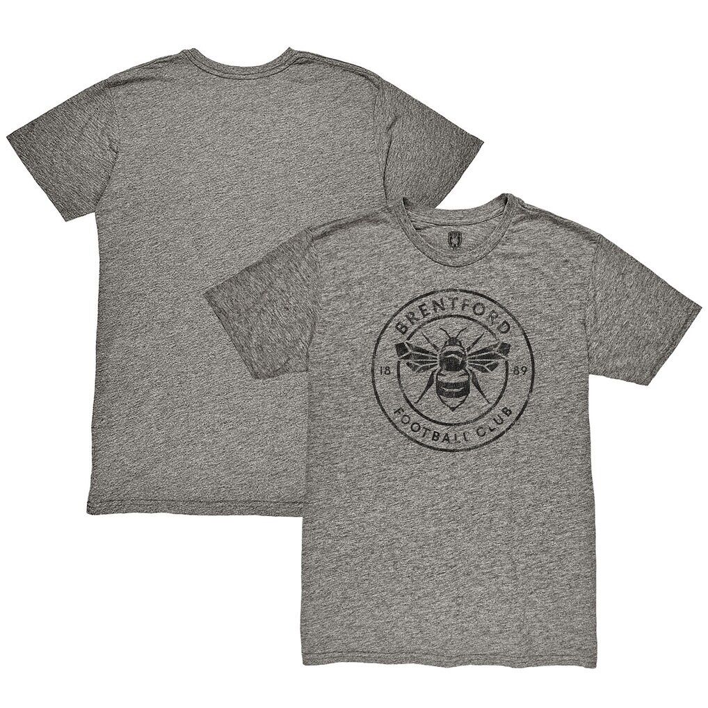 Brentford FC 1863FC Mono Badge Vintage Tri-Blend T-Shirt - Heather Gray