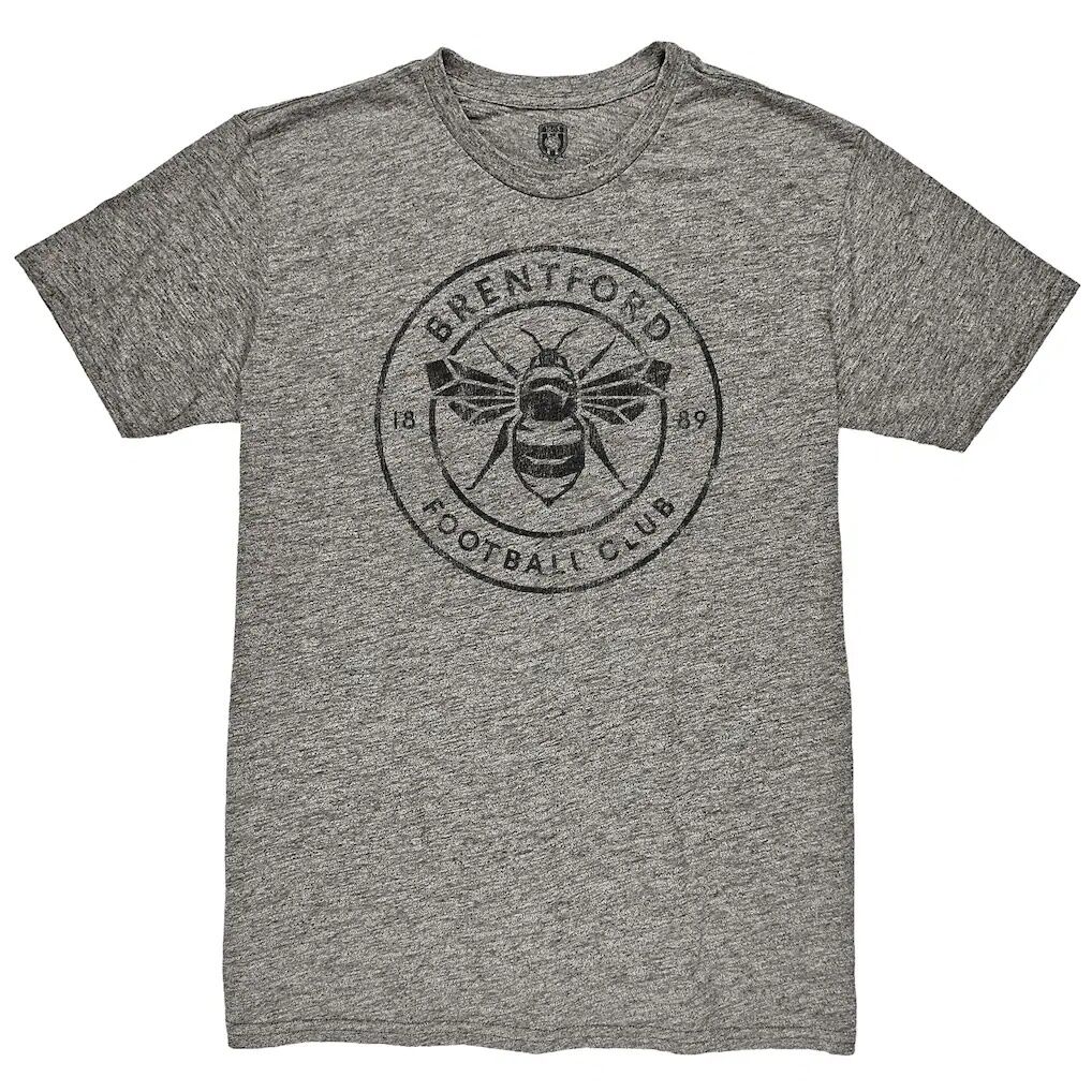 Brentford FC 1863FC Mono Badge Vintage Tri-Blend T-Shirt - Heather Gray