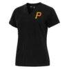 Pittsburgh Pirates Antigua Women's Notch Neck T-Shirt - Black - Front View