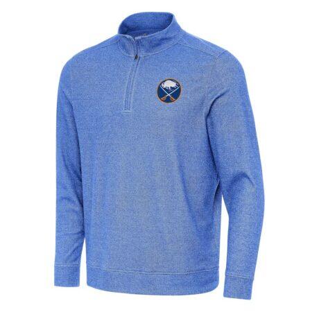 Buffalo Sabres Antigua Subtle Quarter-Zip Sweatshirt - Heather Royal - Front View